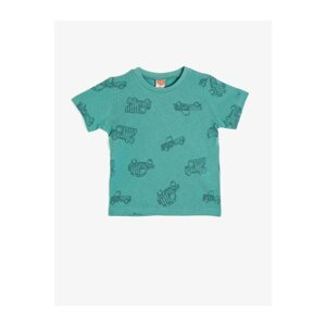 Koton Baby Boy Blue Crew Neck Printed Short Sleeve T-Shirt
