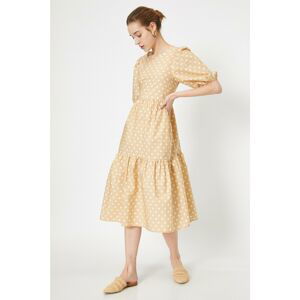 Koton Crew Neck Polka Dot Short Sleeve Midi Dress