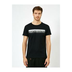 Koton Men's Black Printed T-shirt