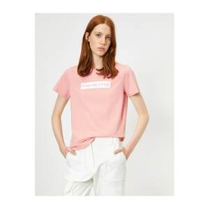 Koton Women's Pink Letter Printed T-shirt