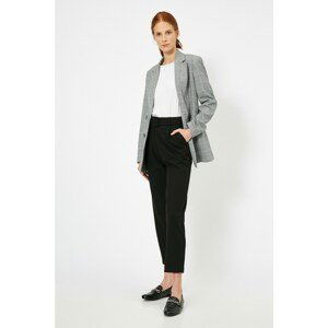 Koton Women's Black Belt Detailed Trousers