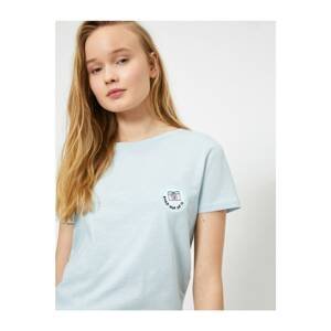 Koton Women's Blue Embroidered T-Shirt