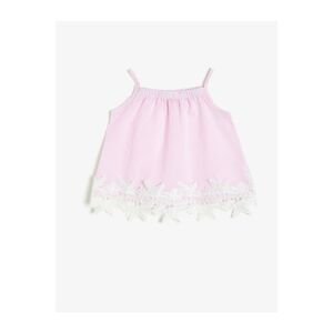 Koton Baby Girl Pink Lace Detailed Blouse
