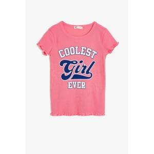 Koton Girl's Pink Short Sleeve T-Shirt
