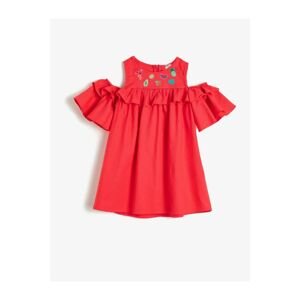 Koton Girl Red Crew Neck Frilly Detailed Dress