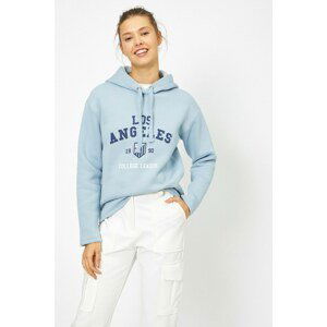 Koton Women's Blue Letter Printed Sweatshirt