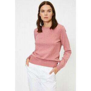 Koton Women's Pink Crew Neck Long Sleeve Sweater