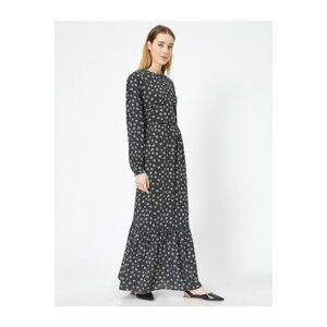 Koton Crew Neck Floral Pattern Long Dress