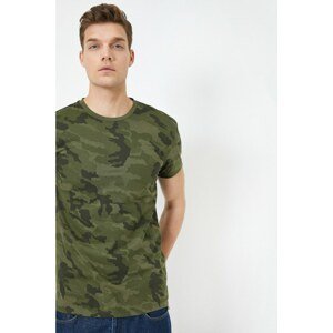Koton Crew Neck Short Sleeve Slim Fit Camouflage Pattern T-Shirt