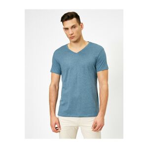 Koton Men's Blue V-Neck T-shirt