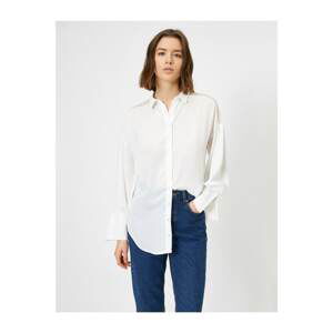 Koton Women's White Lace Detail Long Sleeve Shirt