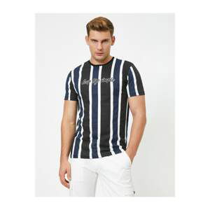 Koton Men's Black Striped Crew Neck T-Shirt