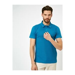 Koton Men's Polo Neck Textured Fabric Slim Fit Tshirt