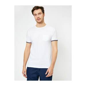 Koton Men's Crew Neck Slim Fit T-shirt with Striped Pocket Detail