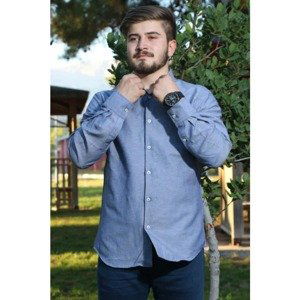 Koton Men's Navy Classic Collar Long Sleeve Shirt