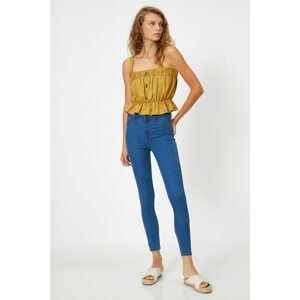Koton Women's Blue High Waist Skinny Jeans