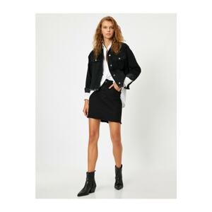 Koton Women's Black High Waist Mini Denim Skirt
