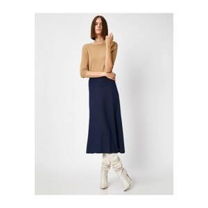 Koton Women's Navy Blue High Waist Midi Skirt