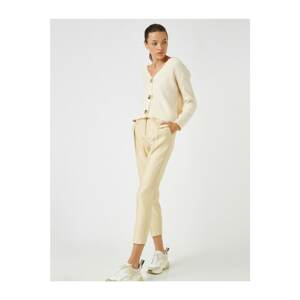 Koton Women Ecru Belt Pocket Trousers