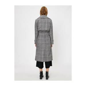 Koton Women's Mixed Classic Collar Button Detailed Pocket Detailed Checked Coat