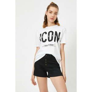 Koton Short Sleeve Crew Neck Slogan Printed T-Shirt