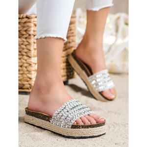 GROTO GOGO SILVER FLIP-FLOPS WITH SEINES