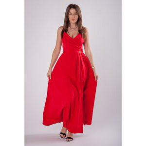 maxi dress with straps with an envelope neckline and a deep slit at the front