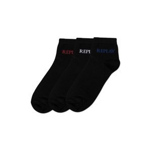 Replay Socks Low Cut Basic Leg Logo 3Prs Card Wrap - Black/Logo Ass Colour - Men's