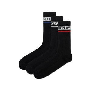 Replay Socks Tennis 2 Leg Logo 3Prs Card Wrap - Black/Logo Ass Colour - Men's