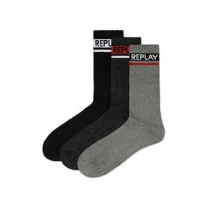 Replay Socks Tennis 2 Leg Logo 3Prs Card Wrap - Dark G.M./Black/G.Me - Men's