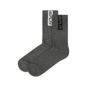 Replay Socks Tennis Half Terry Leg Stripe&Logo 2Prs Banderole - D Grey - Men's