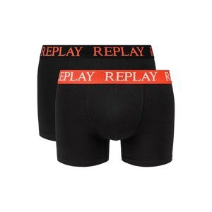 Replay Boxer Boxer Style 01/C Basic Cuff Logo 2Pcs Box - Black/Mandarine - Men's