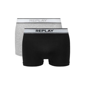 Replay Boxers Boxer Style 01/F Seamless Two Lines 2Pcs Box - Black/Grey - Men's