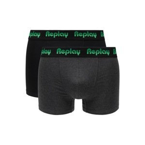 Replay Boxer Style 5 Jacquard Logo 2Pcs Box - Black/D G Mel/Gre - Men's