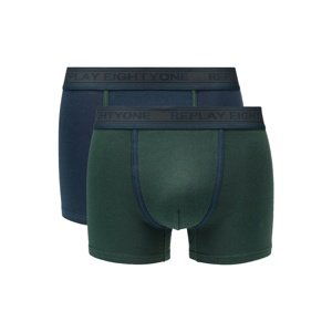 Replay Boxer Style 6 Cuff Logo&Contrast Piping 2Pcs Box - Dark Blue/Dark - Men's