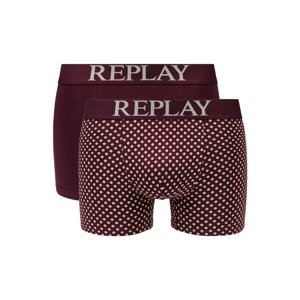 Replay Boxerky Boxer Style 7 Cuff Logo&Print 2Pcs Box - Bordeaux/Light Grey