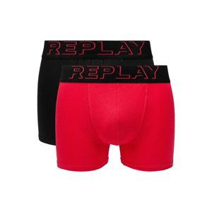 Replay Boxer Boxers Boxer Style 2 T/C Cuff 3D Logo 2Pcs Box - Red/Black