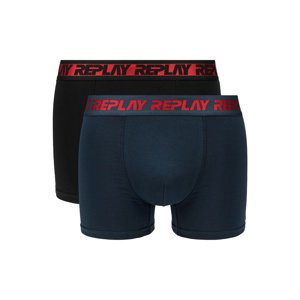 Replay Boxer Style Boxers 6 T/C Metallic Cuff 2Pcs Box - Dark Blue/Black/Red - Men's