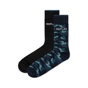 Replay Socks Casual Leg Logo&Camouflage 2Prs Banderole - Black/Camouflage - Men's