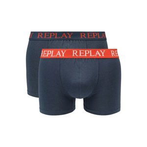 Replay Boxerky Boxer Style 01/C Basic Cuff Logo 2Pcs Box - Dark Blue/Mamdarine