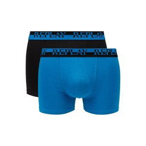 Replay Boxerky Boxer Style 02/C Logo Cuff Bicolor 2Pcs Box - Black/Turquoise