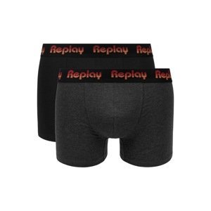 Replay Boxerky Boxer Style 5 Jacquard Logo 2Pcs Box - Black/D G Mel/Red