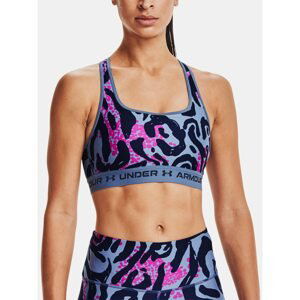 Under Armour Bra Crossback Mid Print-Blu - Women's