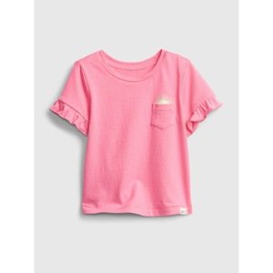 GAP Dětské tričko ruffle ss ptf pocket t