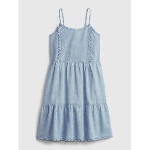 GAP Dětské šaty scalloped tiered denim dress