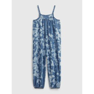 GAP Dětský overal tie-dye denim jumpsuit with Washwell