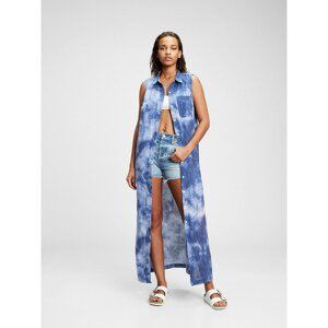 GAP Šaty sleeveless linen maxi tie dye shirtdress