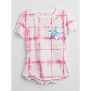 GAP Dětské tričko tie-dye flippy sequin t-shirt