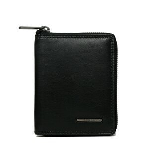 Men´s leather wallet with a black zip fastener