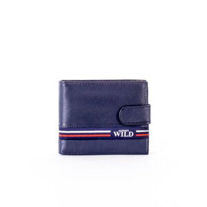 Black leather wallet for a man with a fabric module